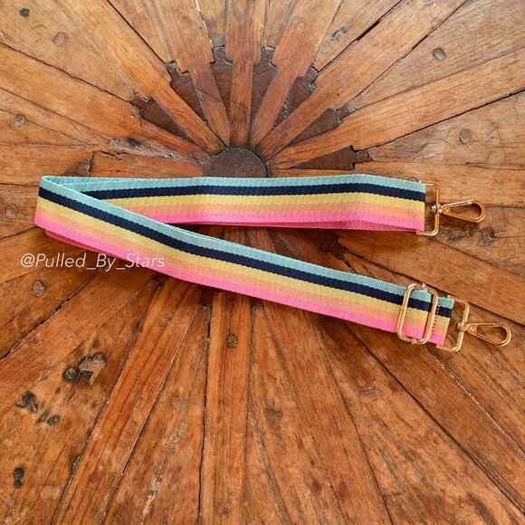NWOT Retro Rainbow Pastel Striped Detachable Bag Strap (57" Adjustable Length) - Picture 7 of 15